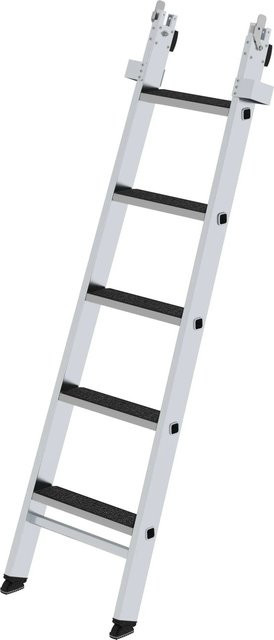 PROREGAL Glasreinigerleiter Stufenleiter R13 mit Clip-Step Mittelteil, Farbe: Silber, 5 Stufen - Bild 1