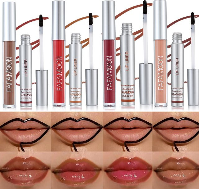 Abziehbarer Lipliner & Lipgloss-Set, glänzend, Unisex - Bild 1
