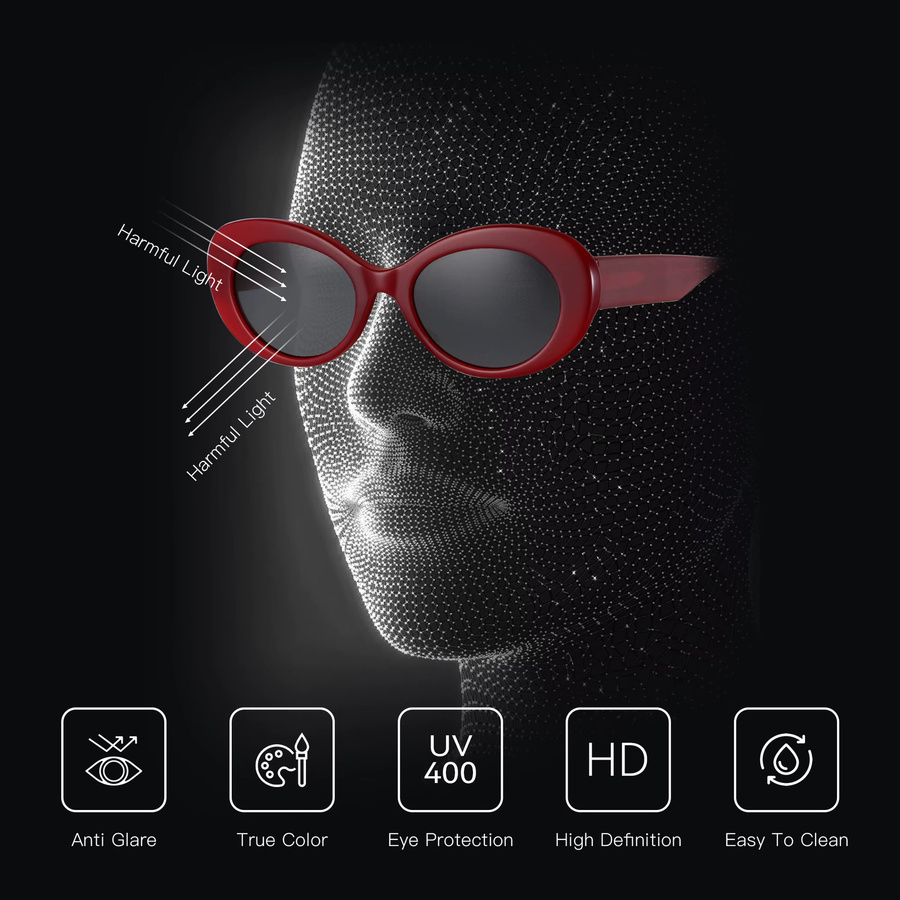 ZENOTTIC Sonnenbrille oval, Acetat, Vollrand, rot, Damen - Bild 4