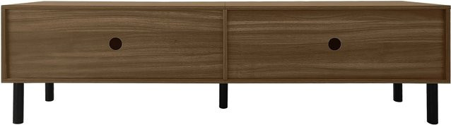 okwish TV Schrank mit Türen und Stauraum in Schwarz und Holzfarbe, B/T/H: 170 x 38 x 47 cm - Bild 1