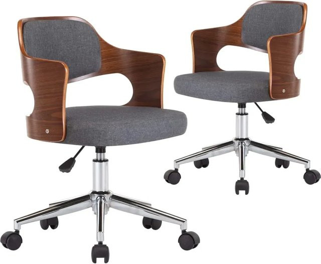 vidaXL Esszimmerstühle 2er Set Grau Drehbar mit Bugholz und Stoff für Esszimmer oder Home Office - Bild 1