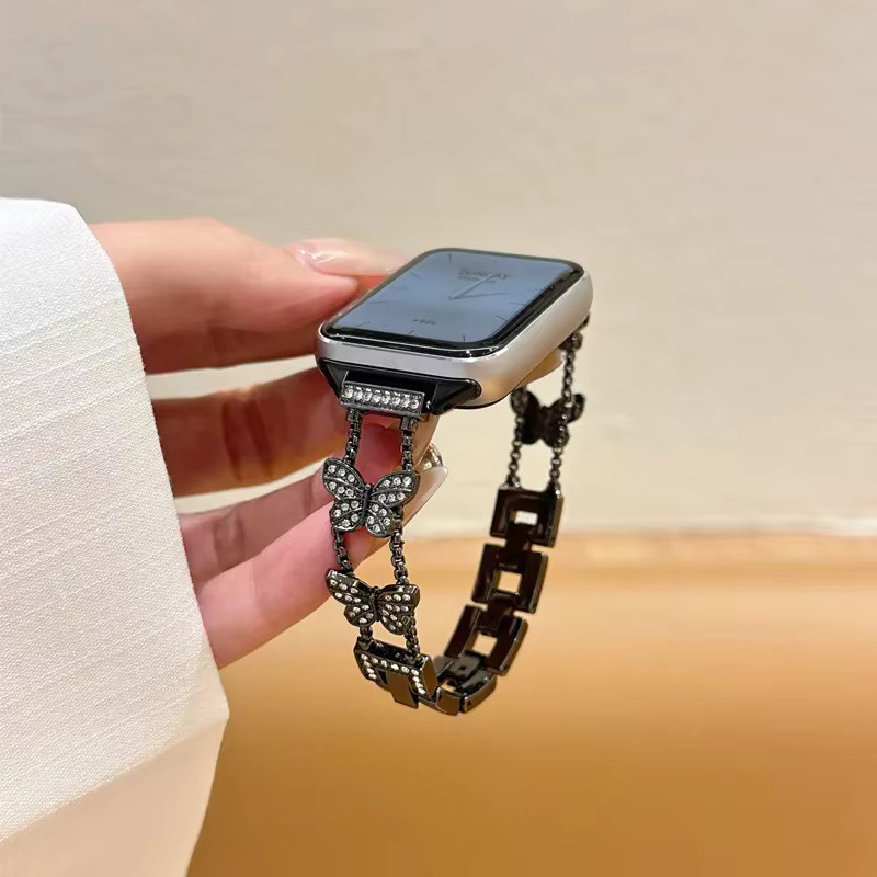 Uhrenarmband Damen, Schmetterling, Edelstahl, Diamant, verspielt - Bild 3