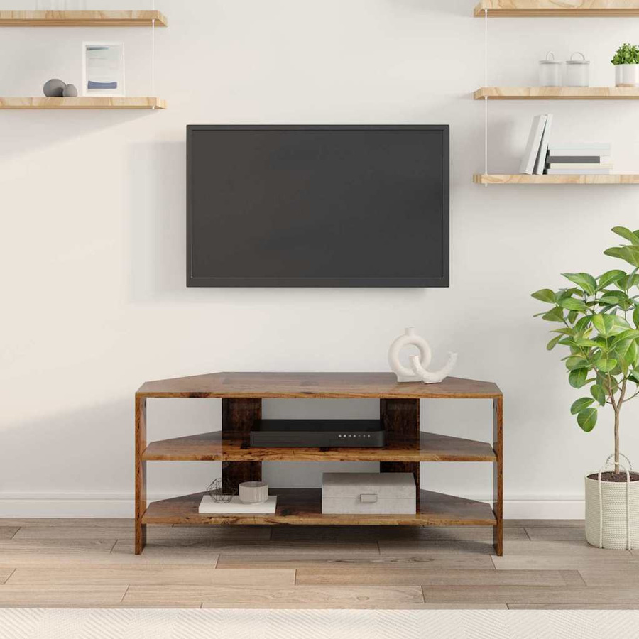 vidaXL Eck-TV-Schrank in Altholz-Optik, Braun, B/T/H: 102 x 40,5 x 45 cm - Bild 4
