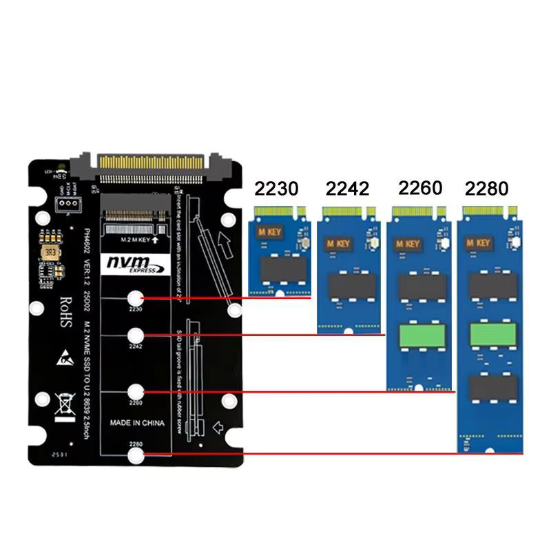 RGEEK M.2 NVMe zu U.2 SFF-8639 Adapter Karte, PCIe 4.0 Gen4 SSD Erweiterungskarte für M Key, Schwarz - Bild 5