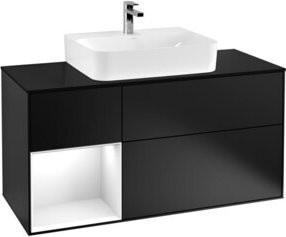 V&B Waschtischunterschrank Finion in Weiß und Schwarz lackiert, Breite: 120 cm, Tiefe: 50,1 cm, Höhe: 50,1 cm - Bild 1