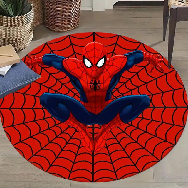Yun Heng Four Marvel Spider-Man Runder Teppich in Rot, Rutschfest und Maschinenwaschbar, Durchmesser: 120 cm - Bild 1