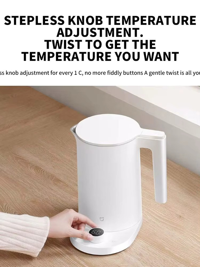 MIJIA Smart Kettle 2 Pro Elektrischer Wasserkocher mit LED-Display und App-Steuerung, Weiß - Bild 3