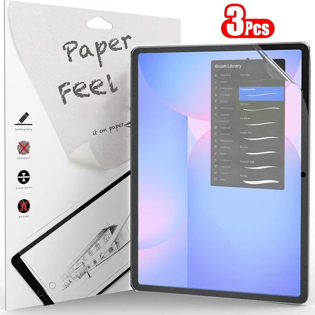 3er Pack Samsung Tablet Displayschutzfolie mit Papiergefühl für Tab S10 Ultra S10 FE S9 FE Plus S8 S7 S6 Lite A9 A8 A7 Lite transparent - Bild 1