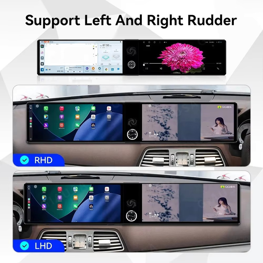 YANFU Android CarPlay Autoradio mit Dual-Screen für Mercedes Benz E-Klasse W212 2009-2015, 25,6 Zoll Multimedia-System mit GPS und DSP, Schwarz - Bild 3