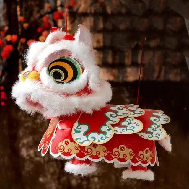 Golden Childhood Chinesisches Neujahr Löwentanz Laterne, DIY Materialpaket, Leuchtende Laterne, Rot, Bunt / Mehrfarbig - Bild 1