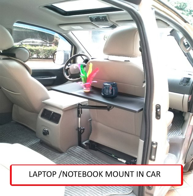D-Mount OK850 LONG Vollbeweglicher 360-Grad-Drehbarer Laptop-Autohalter und Schreibtisch-Esstisch in Schwarz oder Grau - Bild 1