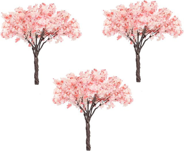 TERAYSUN Miniatur-Eisendrahtbäume Kirschblütenbaum, 3-teiliges Set, Rosa / Pink - Bild 1