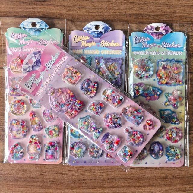4-teiliges Glitzer-Magie-Aufkleber-Set mit Pailletten für Kinder-DIY-Bastelarbeiten und Tagebücher, Multicolor - Bild 1