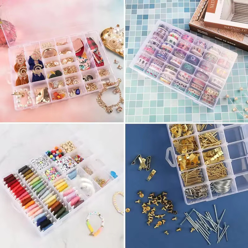 Transparente 36-Fächer-Organizer-Box aus Kunststoff mit verstellbaren Trennwänden für Perlen, Schmuck und Bastelbedarf - Bild 6