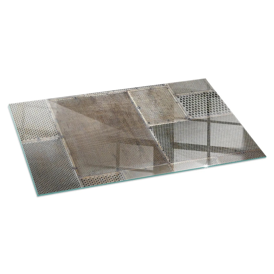 Tulup Kamin Glasplatte mit Lochblechmuster in Beige, B/T: 140 x 70 cm - Bild 2