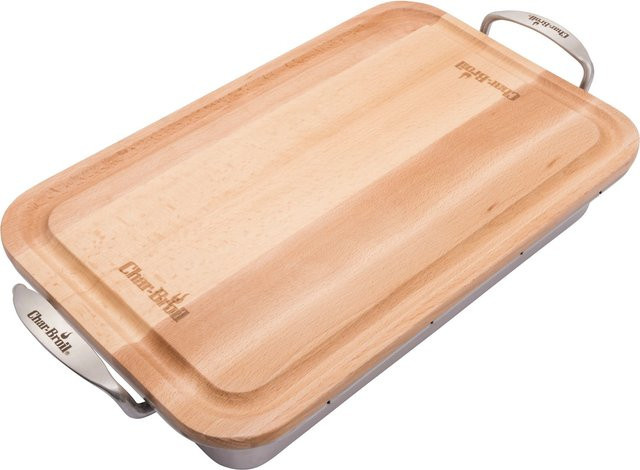 Char-Broil Grill+ Bratschale und Schneidebrett aus Edelstahl und Holz in Silber - Bild 1