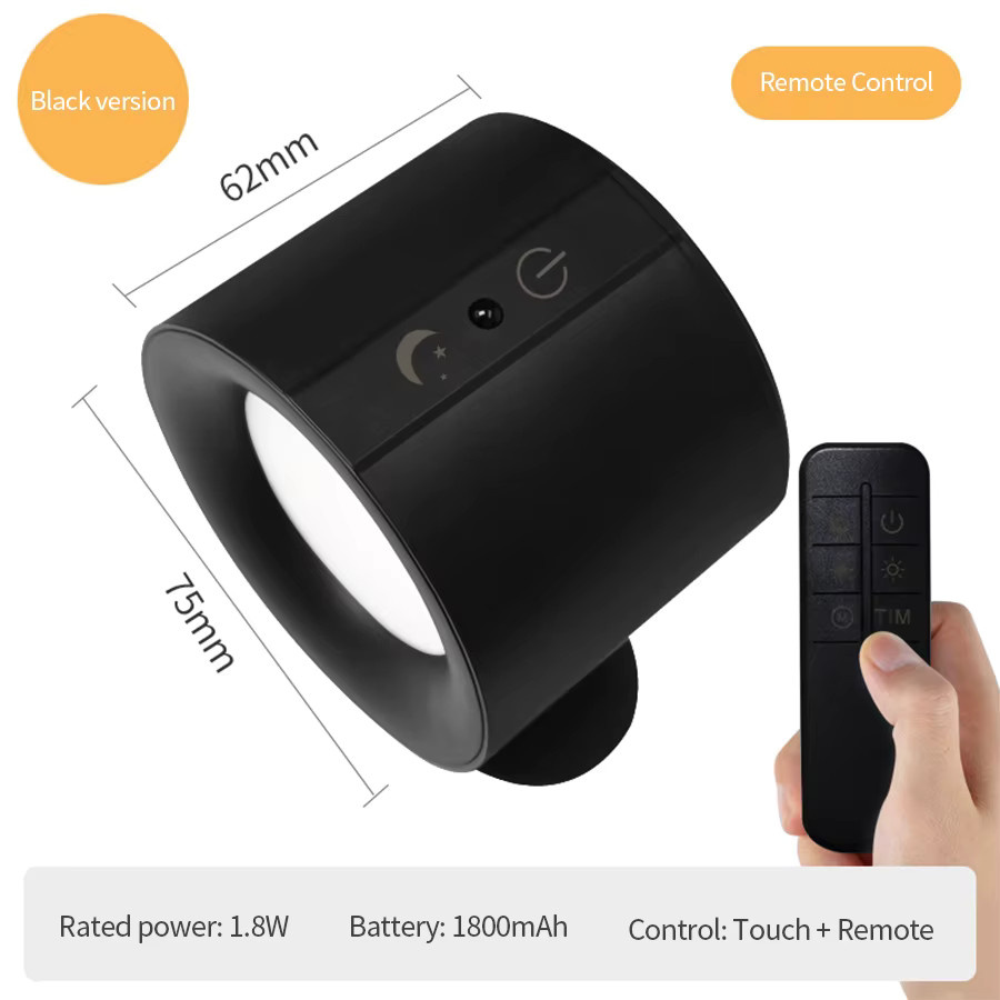 GGBEE LED-Wandleuchte mit Touch-Steuerung, wiederaufladbar, 360 Grad drehbar, weiß - Bild 4