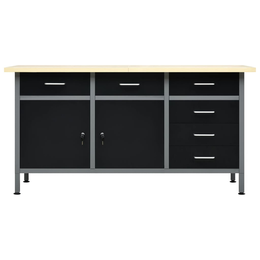 Werkbank VD Home Furnishing aus Stahl in Schwarz, B/T/H: 160 x 60 x 85 cm - Bild 2