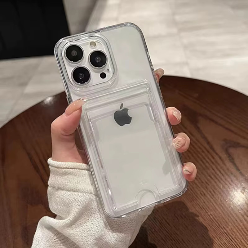 Transparente Stoßfeste Acryl-Handyhülle mit Kartensteckplatz für iPhone 16 15 14 13 12 11 Pro Max Plus XR - Bild 4