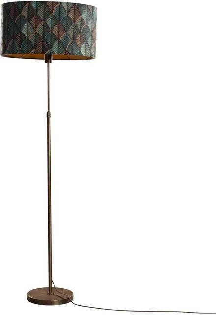 QAZQA Stehleuchte in Bronze mit ovalem Samtschirm im Art Deco Blattdesign - Bild 1