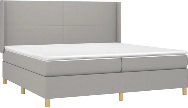 vidaXL Boxspringbett mit Matratze und LED-Beleuchtung in Hellgrau, Hybrid-Bett mit USB-Anschluss und Kopfteil, B/T/H: 200 x 200 x 118 cm - Bild 1