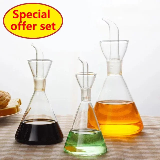 Auslaufsichere Ölflasche aus Borosilikatglas für Küche und Haushalt, transparent, 300 ml - Bild 1