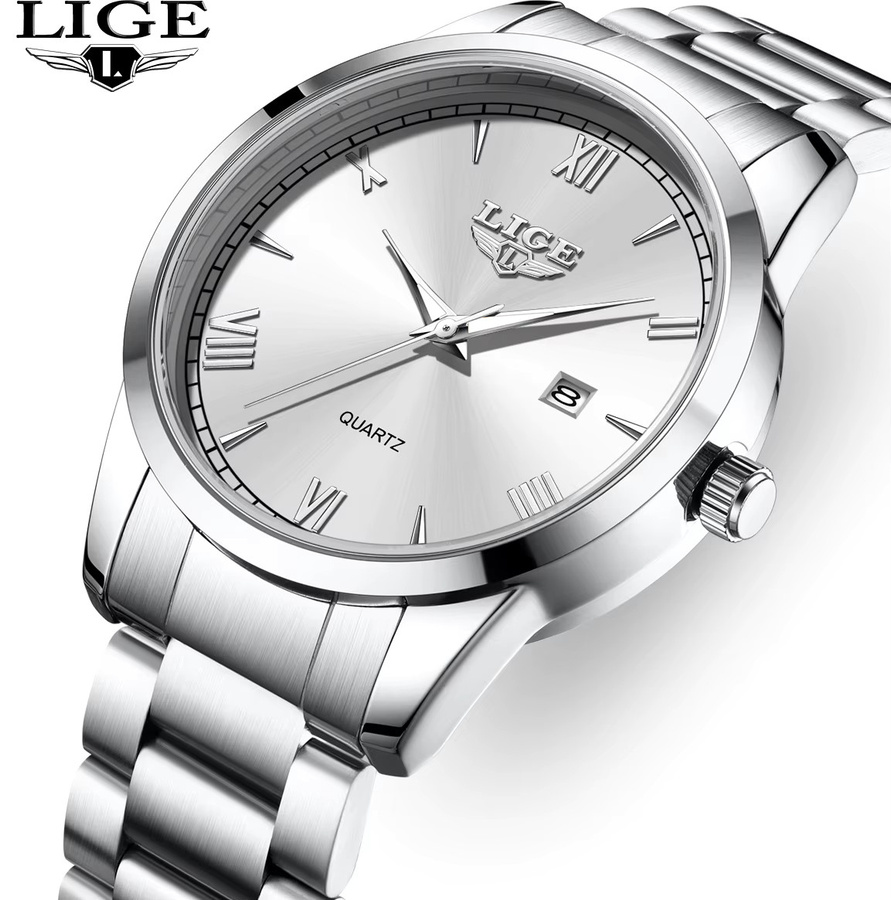 LIGE Armbanduhr Edelstahl, Quarz, Blau, Datum, Herren - Bild 5