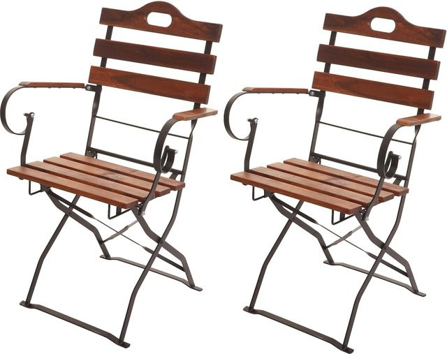2er-Set MCW Biergartenstühle J40 aus Akazie in Braun - Bild 1
