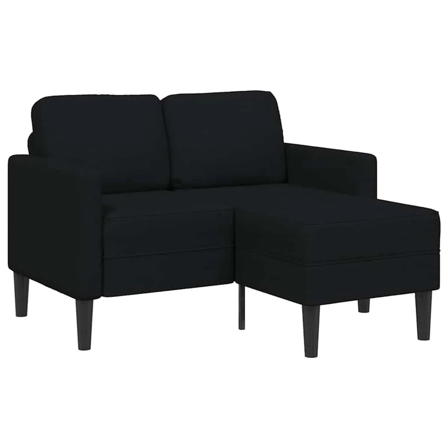 vidaXL 2-Sitzer-Sofa in L-Form mit Chaiselongue, Schwarz, Stoff, Breite: 125 cm, Tiefe: 118 cm, Höhe: 85 cm - Bild 2