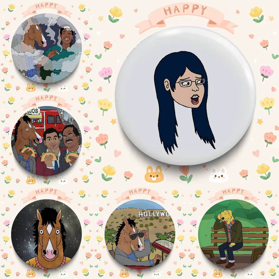 Bojack Horseman Anstecknadeln Set, Runde Metall-Broschen in Multicolour für Fans und Sammler - Bild 2