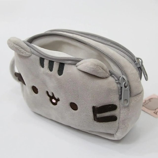 Potdemiel Plüsch-Federmäppchen in Grau mit Katzen-Design als große Kosmetiktasche und Stifteaufbewahrung - Bild 1