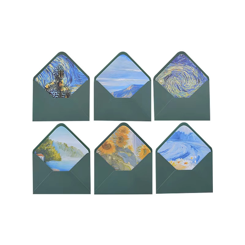 10 Stück Vintage Van Gogh Ölgemälde Briefumschläge und Papier-Set in Mehrfarbig für besondere Anlässe - Bild 2