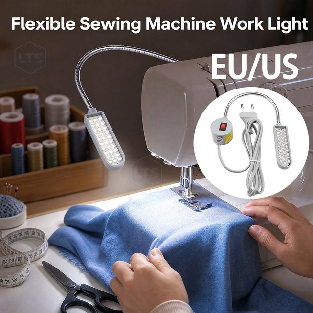 Ligghig Industrielle LED Nähmaschinen-Arbeitsleuchte mit 30 LEDs und flexiblem Schwanenhals in Weiß - Bild 1