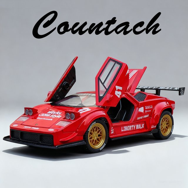 MAKEDA Lambor Countach LBWK Revuelto Miniaturmodell, 1:32, mit Soundlicht, Metall - Bild 1