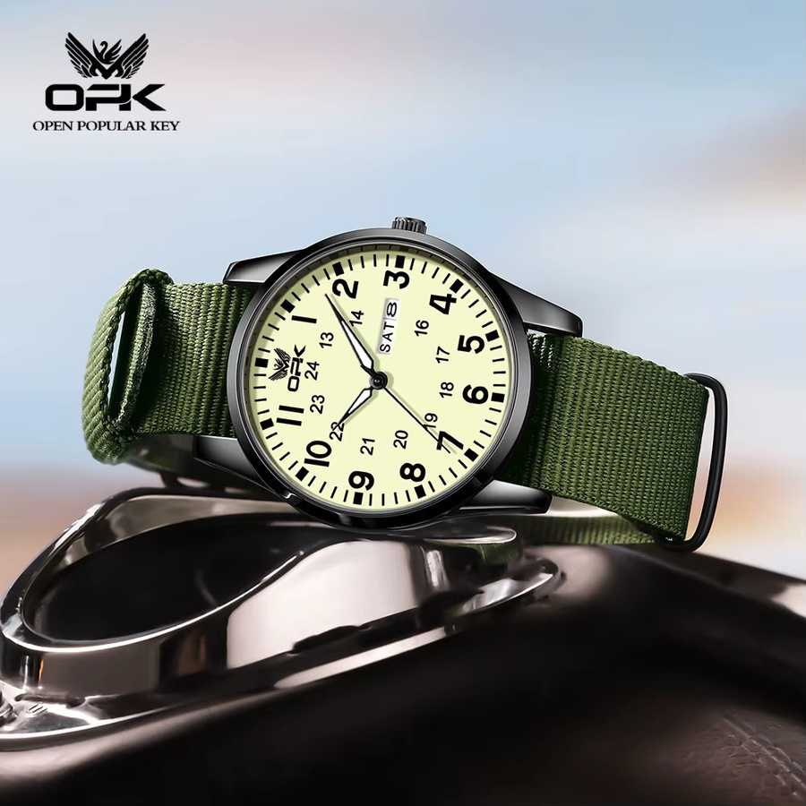 OPK Armbanduhr Quarz, Herren, Textil/NATO, Silber, Weiß, wasserdicht - Bild 3