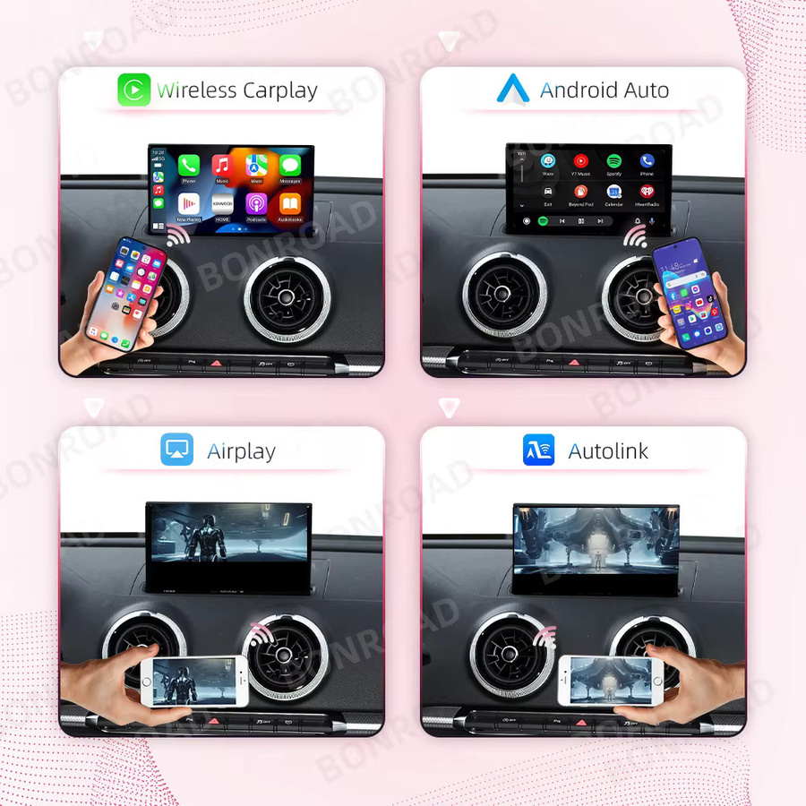 Bonroad Drahtloses CarPlay und Android Auto Modul für Audi A3 8V Q2 2013-2018 MIB MIB2 mit Mirror Link Airplay Bluetooth GPS Navigation in Schwarz - Bild 2