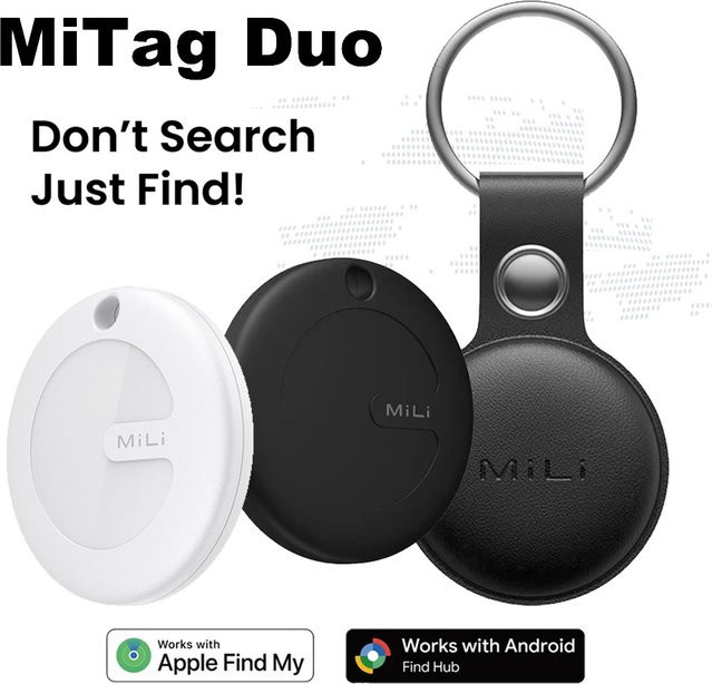 MiTag Duo Smart Tracker Bluetooth Bluetooth-Ortungsgerät in Weiß, kompatibel mit iOS und Google Find My Device App, IP67 wasserdicht - Bild 1
