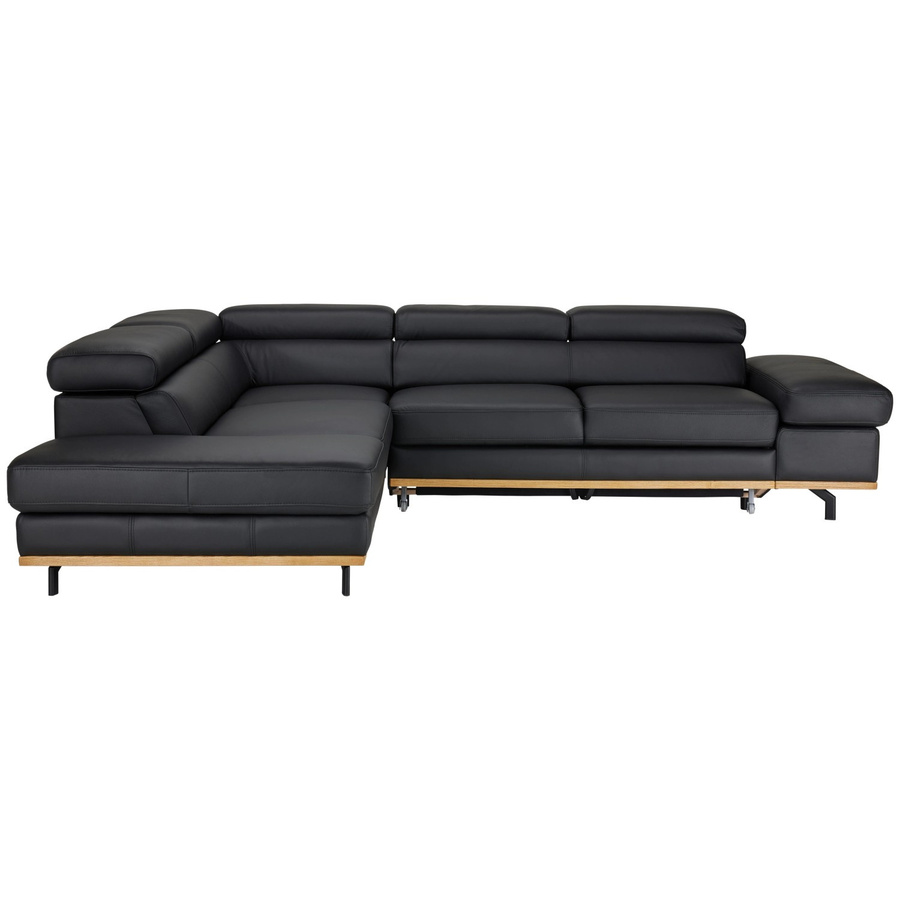 Premium Living Wohnlandschaft Carmen in Schwarz mit L-Form, Lederoptik und verstellbaren Kopfstützen - Bild 2