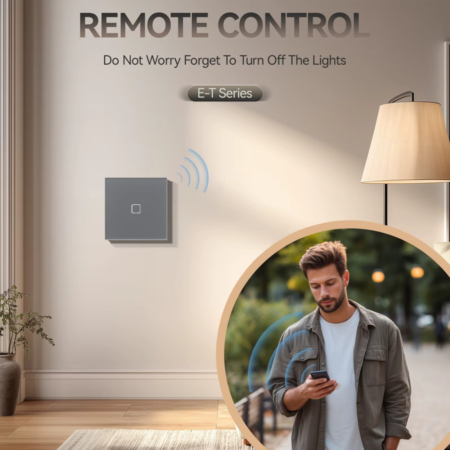 BSEED E-Serie WLAN Touch-Schalter mit grauer Glasoberfläche für Tuya Smart Life und Alexa App-Steuerung, 1/2/3-Wege Wandschalter mit Hintergrundbeleuchtung, 10A - Bild 6