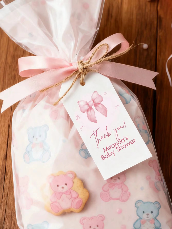 Personalisierte Babyparty-Geschenkanhänger in Blau und Rosa, 60 Stück Dankesetiketten aus Papier für deine Partygeschenke, Maße: 5,08 x 7,62 cm - Bild 4