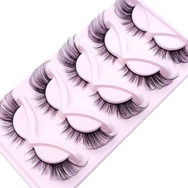JIEFUXIN Künstliche Wimpern Fox-Eye Wispy Faux Mink, 5 Paar, 24mm - Bild 1