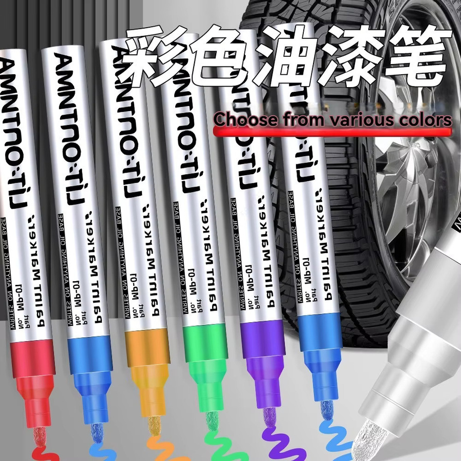 Kissbuty Permanent-Farbmarker Set mit 12 Farben, wasserfeste Markierungsstifte für Reifenprofil, Gummi, Stoff und Metall, Farbe: Weiß und Mehrfarbig - Bild 4