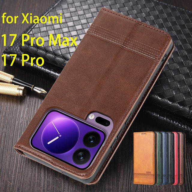 Deluxe Magnetische Leder-Schutzhülle mit Adsorption für Xiaomi 17 Pro Max und Xiaomi 17 Pro in Schwarz oder Braun - Bild 1