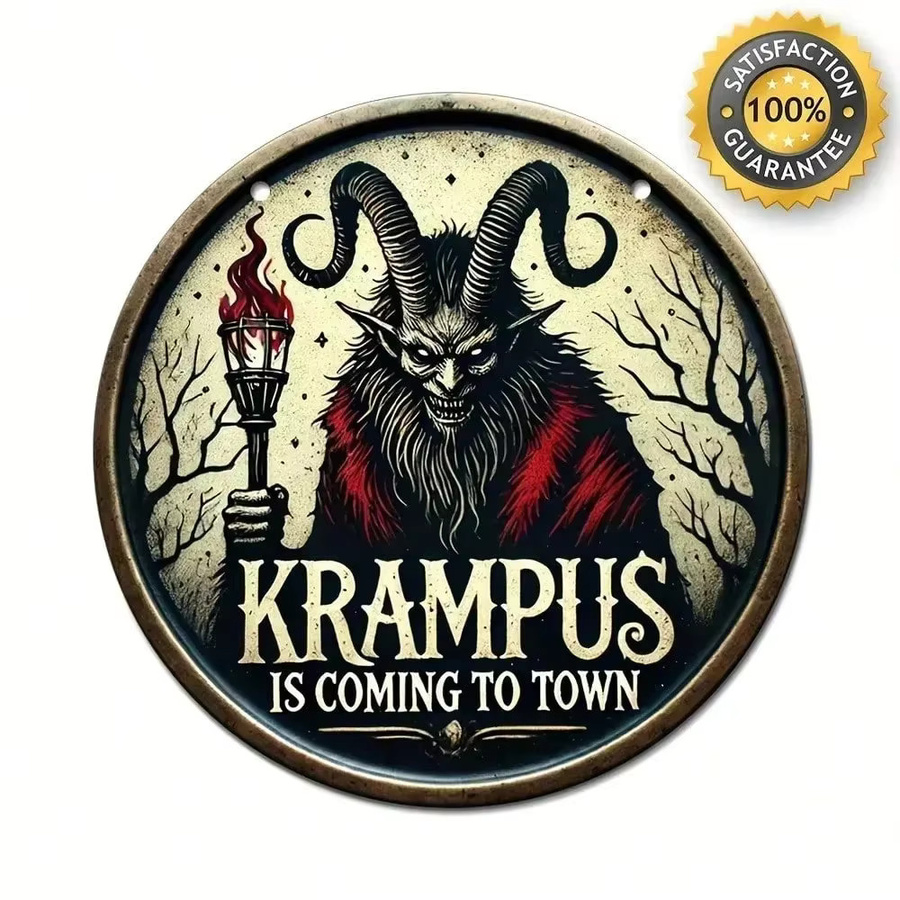 Potdemiel Wanddekoration Krampus kommt in die Stadt Vintage Eisenblech Wandbild Multicolor B: 30,0 cm, H: 20,0 cm - Bild 2