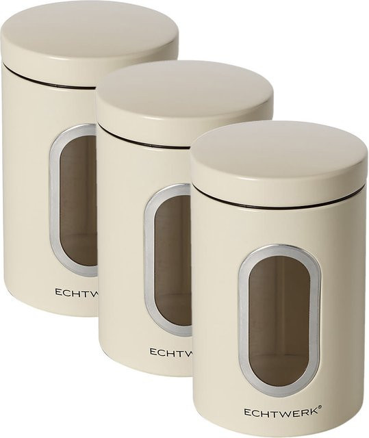 ECHTWERK Vorratsdosen 3er Pack, beige, zylinderförmig, 1,4 l, B: 11 cm, T: 18 cm, H: 18 cm - Bild 1