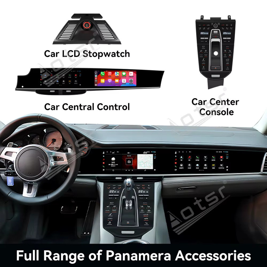 Aotsr Android Multimedia Autoradio mit GPS-Navigation und IPS-Bildschirm für Porsche Panamera, Schwarz - Bild 3