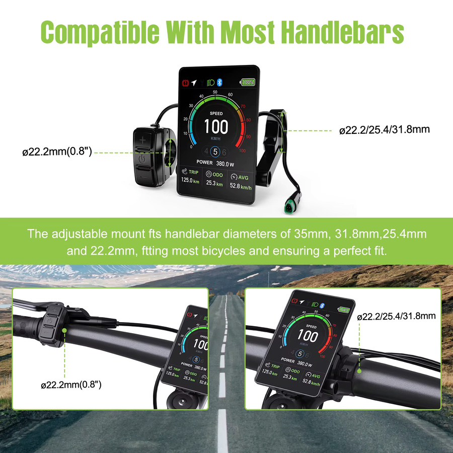 Bafang VD04 Vertikales E-Bike-Display mit 3,5 Zoll IPS Farbdisplay, IP67 Wasserdicht, 0-9 PAS-Stufen, Bafang CAN-Protokoll für Mittelmotoren, Schwarz, Typ-C Anschluss - Bild 6