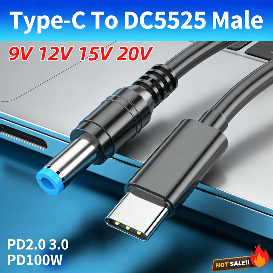 LAIMANEI USB-C auf DC5525 Ladekabel PD100W Typ-C zu DC-Stromadapter Konverter für Laptop und WLAN-Router, Schwarz - Bild 3