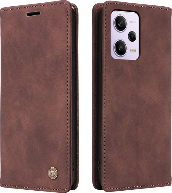 Leder-Brieftaschenhülle für Xiaomi Redmi Note 14 13 12 Pro Plus mit Halter und Standfunktion in Braun - Bild 1