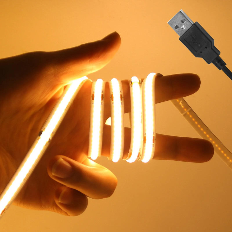 OuuZuu COB LED Streifen Grün, USB 5V, 320 LEDs, 0,5 m Länge, Flexible Hintergrundbeleuchtung für TV und Nachtlampe - Bild 9
